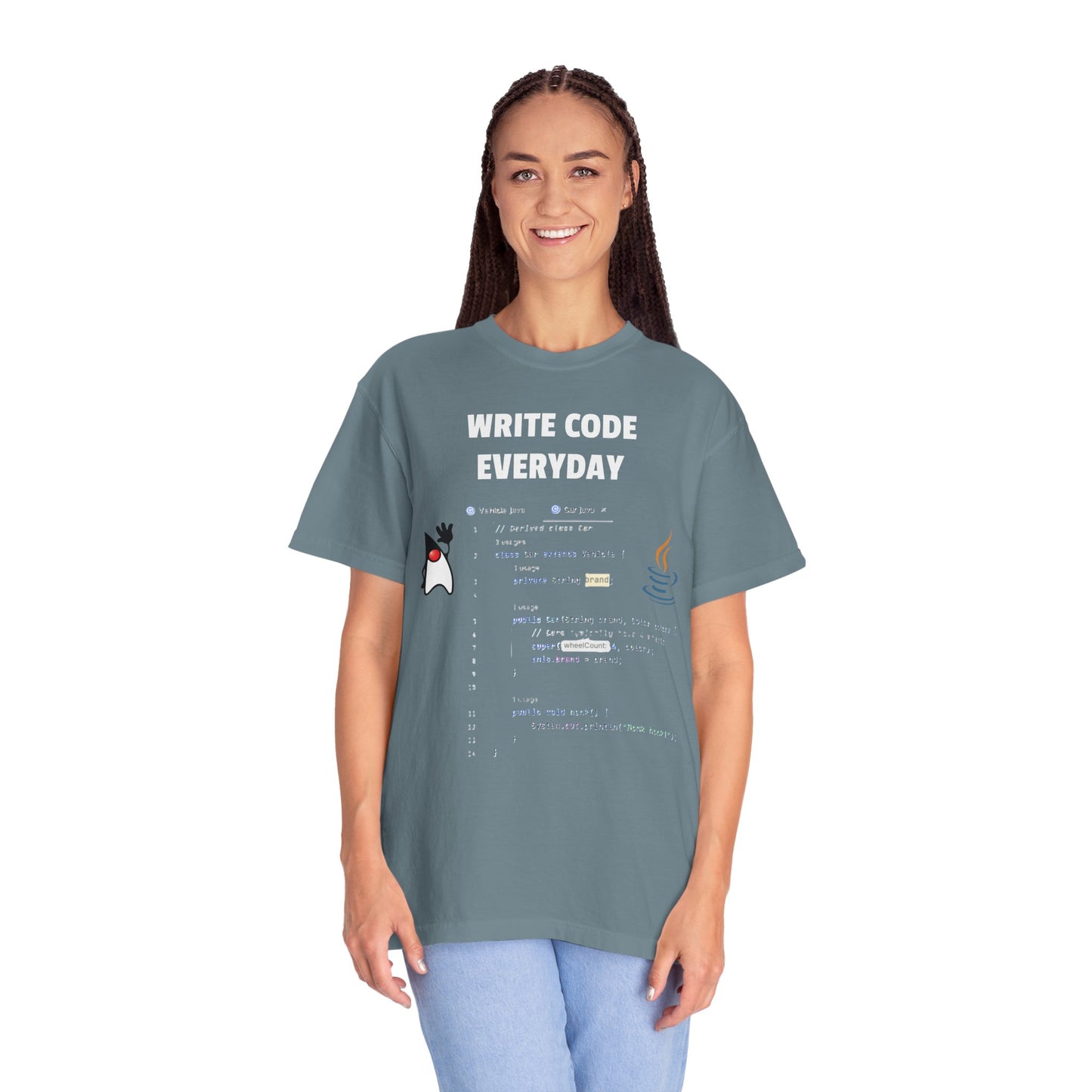 Write Code Everyday Solid Color Unisex Garment-Dyed T-shirt