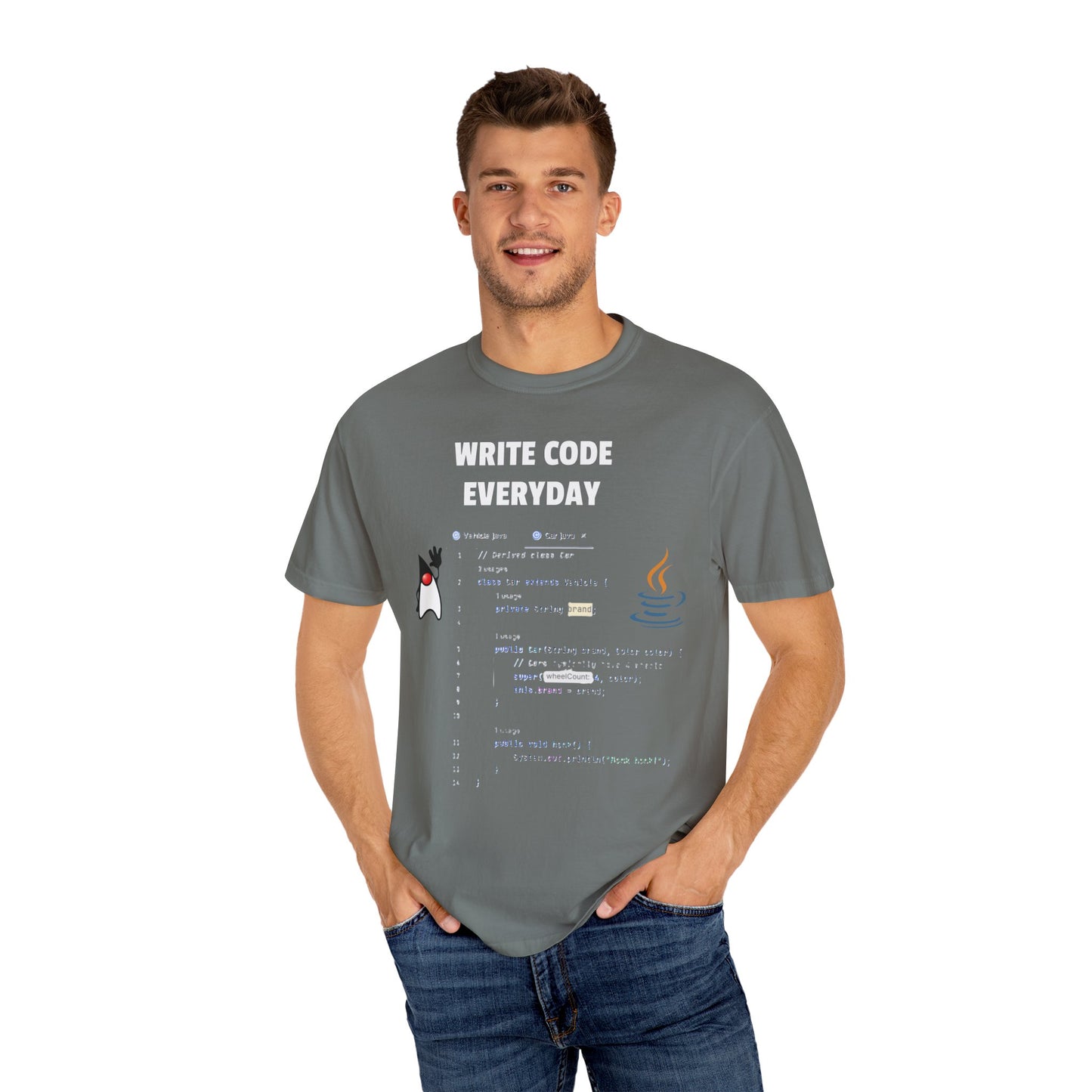 Write Code Everyday Solid Color Unisex Garment-Dyed T-shirt