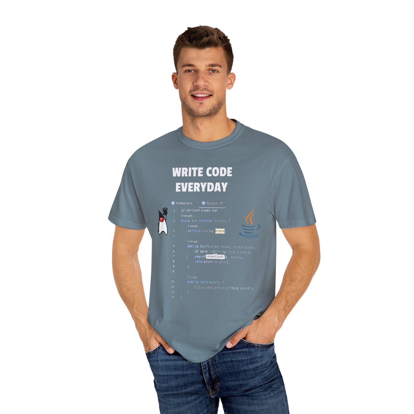 Write Code Everyday Solid Color Unisex Garment-Dyed T-shirt