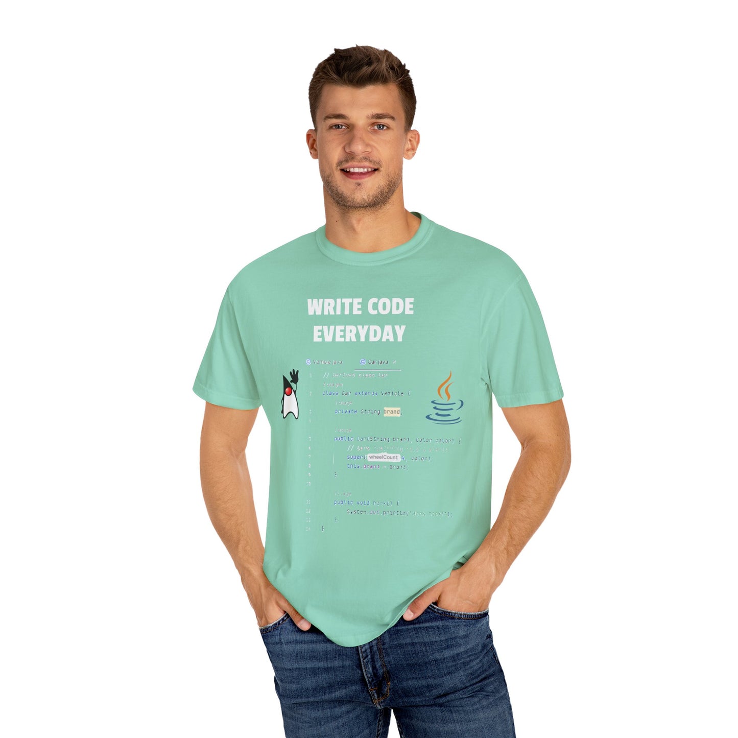 Write Code Everyday Solid Color Unisex Garment-Dyed T-shirt